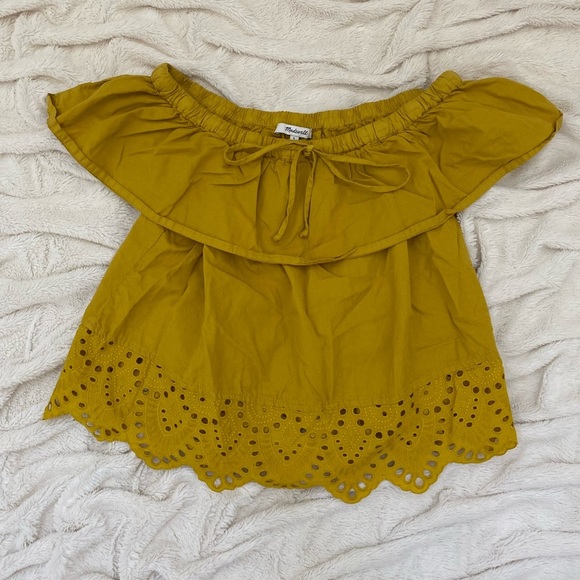 Madewell Balcony Eyelet off the shoulder top - Picture 2 of 5